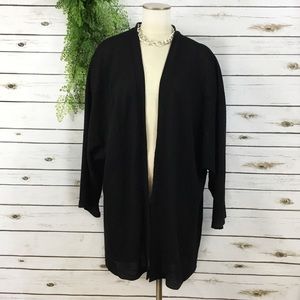 Grlasen Women's Long Bell Sleeve Open Front Waffle Knit Black Cardigan New XXL